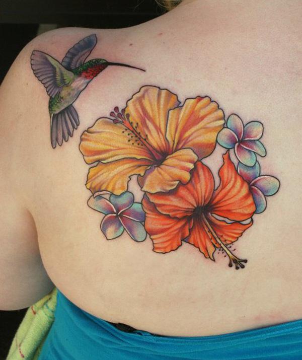 The Bird và Hibiscus - 55 tuyệt vời Hummingbird Tattoo Designs <3 <3