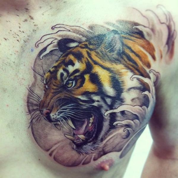 Tiger hình xăm trên ngực - 55 ảnh vui nhộn Tiger Tattoo Designs <3 <3