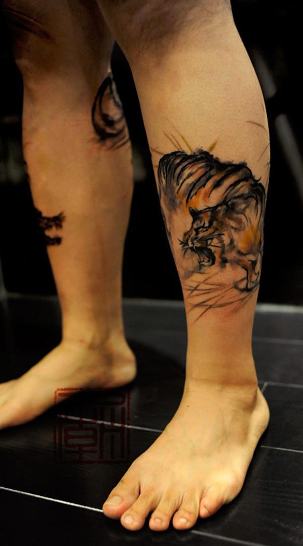 Tiger hình xăm trên chân - 55 ảnh vui nhộn Tiger Tattoo Designs <3 <3