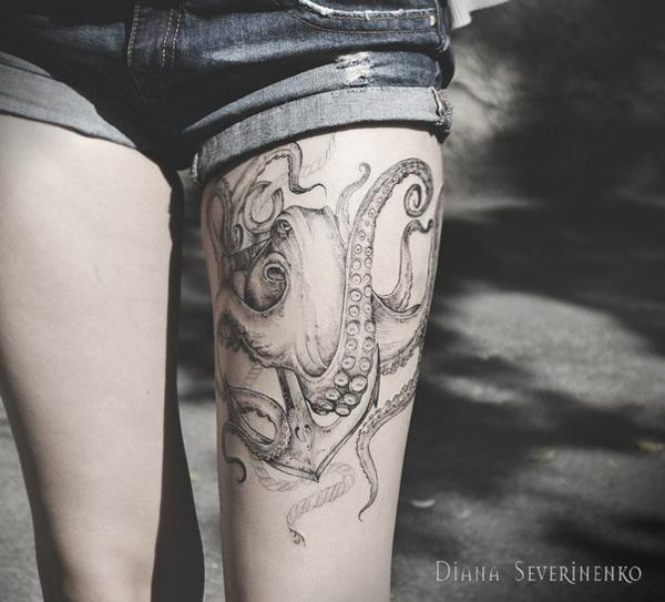 Bạch tuộc với Neo hình xăm - 55 ảnh vui nhộn Octopus Tattoo Designs <3 <3