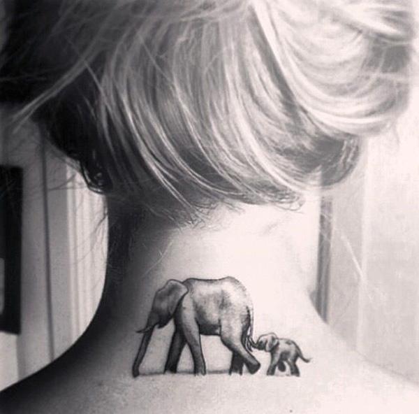 Voi cổ xăm cho phụ nữ - 55 Elephant Tattoo Ý tưởng <3 <3