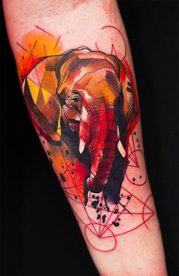 hình xăm con voi màu nước - 55 Elephant Tattoo Ý tưởng <3 <3