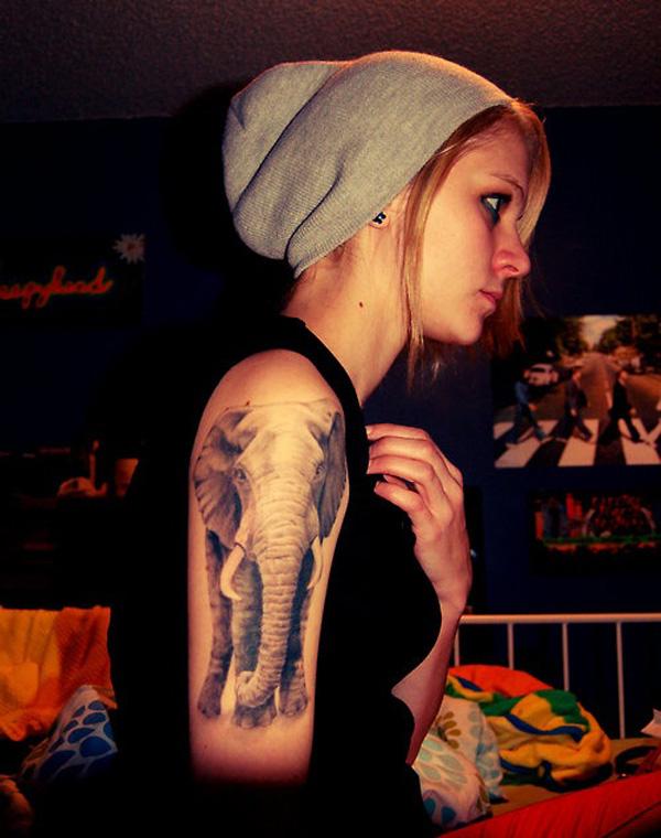Nửa xăm voi tay áo cho cô gái - 55 Elephant Tattoo Ý tưởng <3 <3