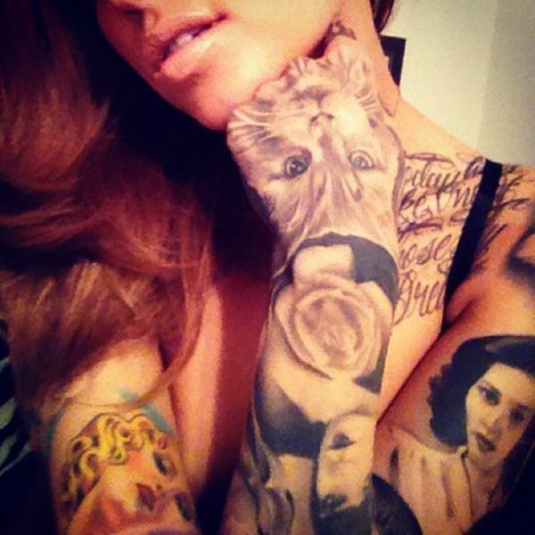 mèo xăm - 55 Ví dụ về Cát dễ thương Tattoo <3 <3