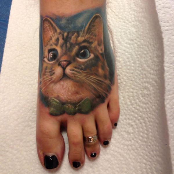 3D mèo hình xăm trên chân - 55 Ví dụ về Cát dễ thương Tattoo <3 <3