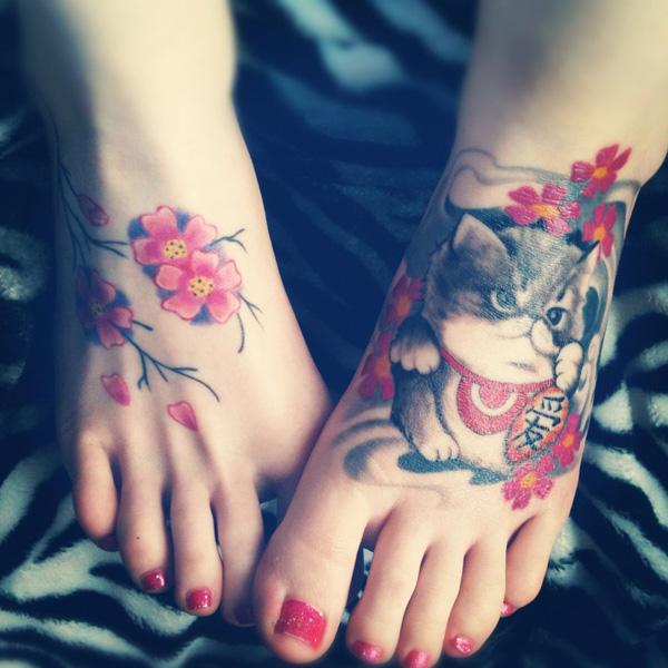hình xăm con mèo chân - 55 Ví dụ về mèo dễ thương Tattoo <3 <3