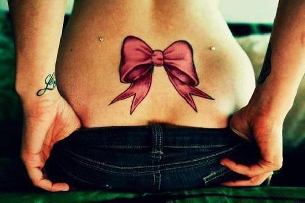 Bow Tattoo, Back Trung tâm Low - 60+ thấp lại xăm cho phụ nữ 3 3