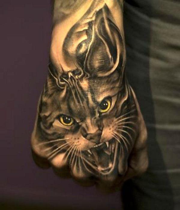 3D mèo hình xăm trên tay - 55 Ví dụ về Cát dễ thương Tattoo <3 <3