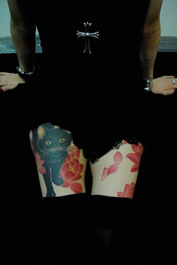 Cát và anh đào xăm - 55 Ví dụ về mèo dễ thương Tattoo <3 <3