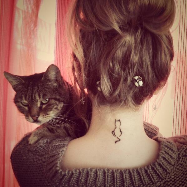 Nhỏ hình xăm con mèo cổ - 55 Ví dụ về Cát dễ thương Tattoo <3 <3