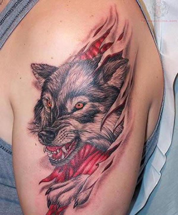 Colorful nửa Sleeves Wolf Tattoo Design - 55 Wolf Tattoo Designs <3 <3