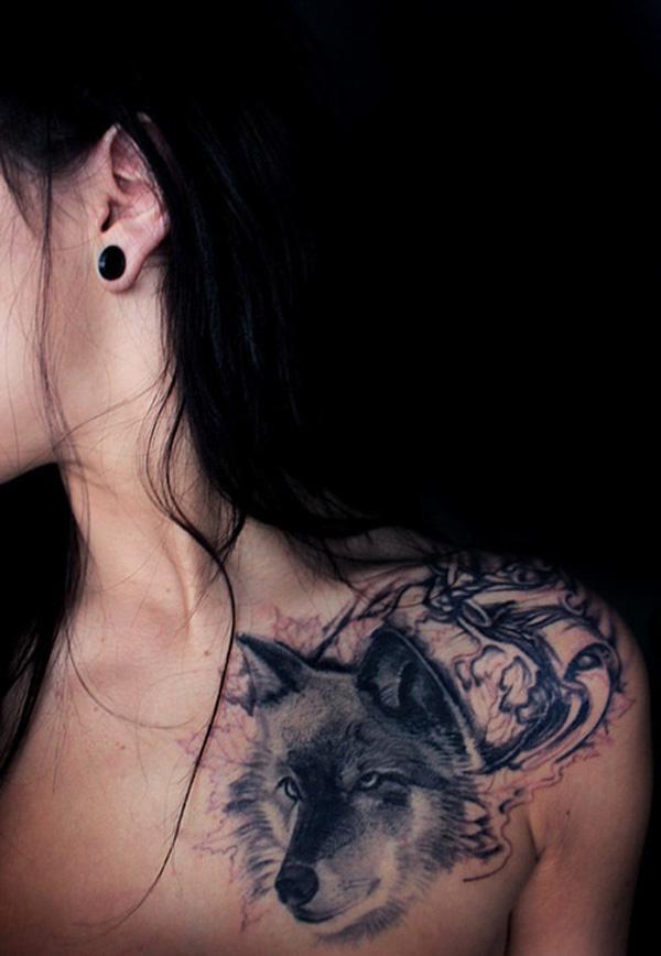 Wolf Tattoo trên vai - 55 Wolf Tattoo Designs <3 <3