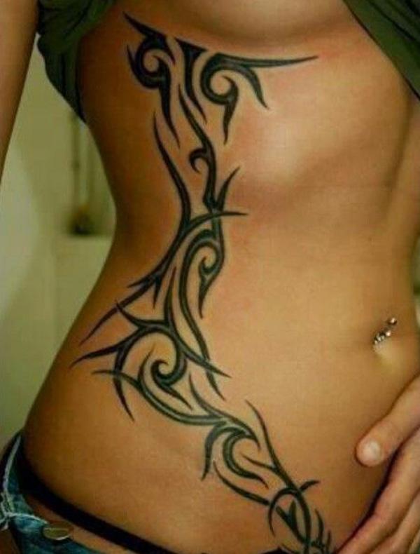 bộ lạc sườn xăm cho trẻ em gái - Tribal tattoo đã vượt ra ngoài ý nghĩa truyền thống của nó.  Nữ tính, dễ thương và cực kỳ xinh đẹp là chủ đề của tác phẩm.