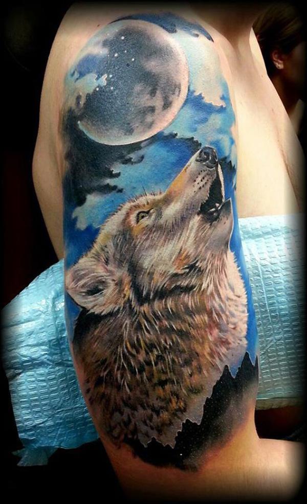 Một nửa tay áo Wolf Tattoo - 55 Wolf Tattoo Designs <3 <3