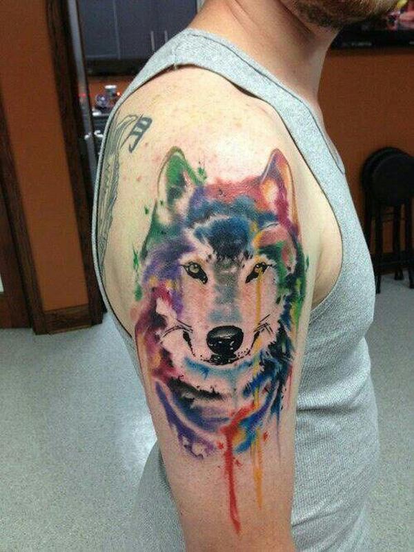 Watercolor sói xăm - 55 Wolf Tattoo Designs <3 <3