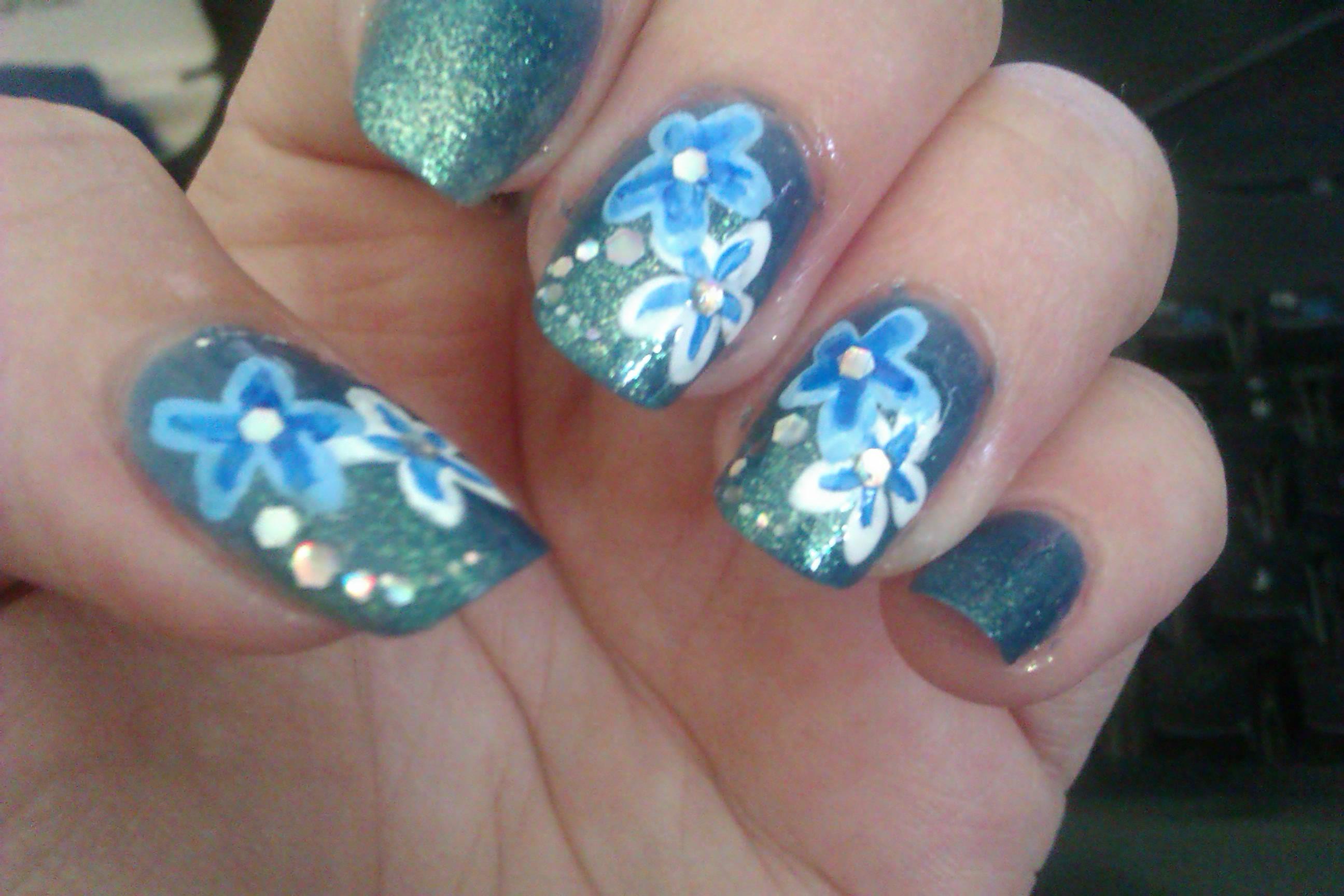 Designs  Art Nail Showcase Design diy acrylic & nails Blue of Art  best DIY Flower