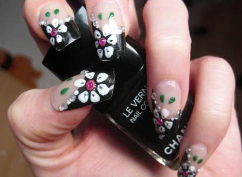 50 Flower Nail Art Designs Art And Design Cherry blossoms on neutral nails - 50 Flower Nail Art Designs Art And Design