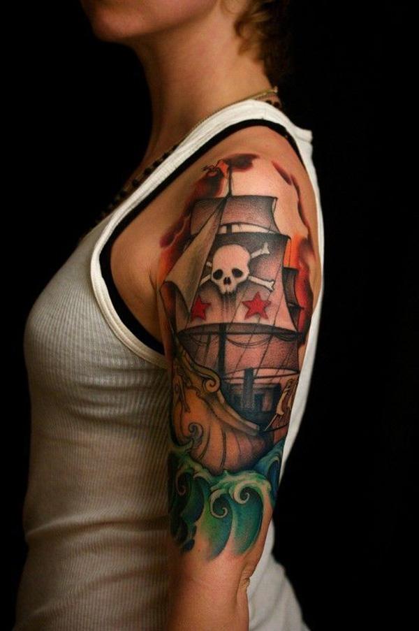 Pirate thuyền Tattoo - 40 Thuyền Tattoo Designs <3 <3