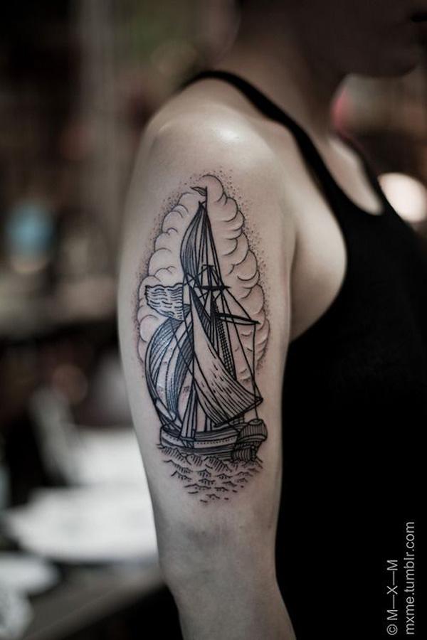 Dễ thương thuyền Tattoo - 40 Thuyền Tattoo Designs <3 <3