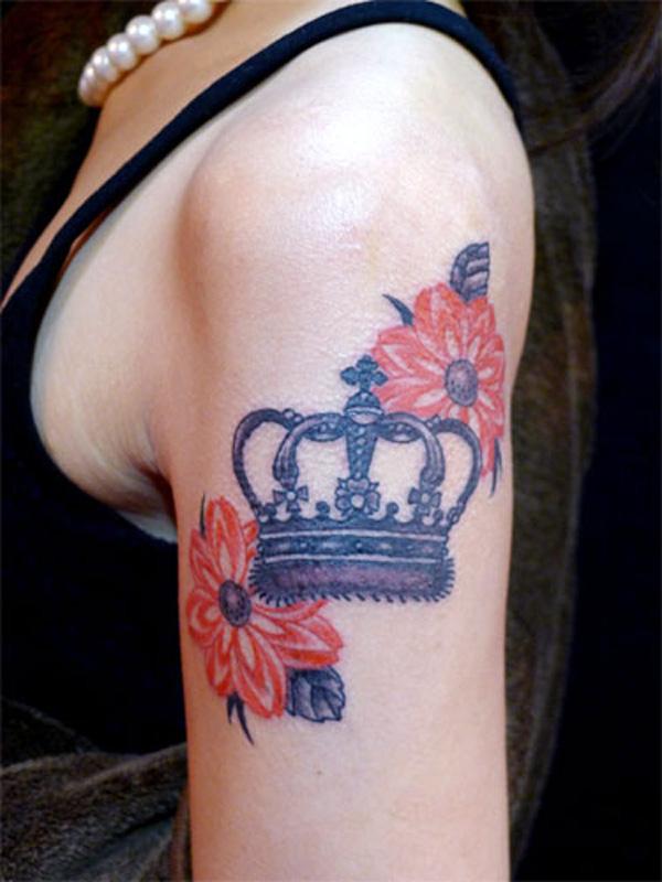 Crown và Flower Tattoo - 50 có ý nghĩa vương miện hình xăm <3 <3