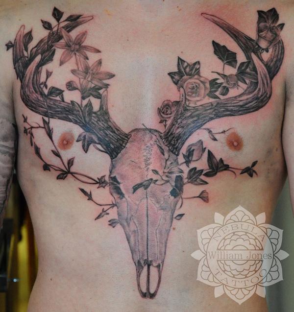 Stag Skull Tattoo - 45 Inspiring Deer Tattoo Designs <3 <3