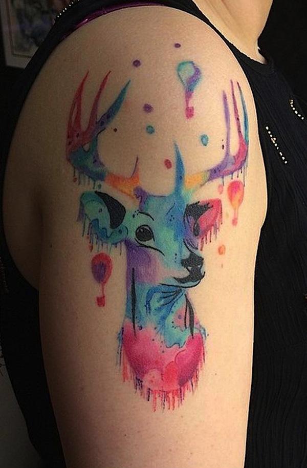 Kerste Diston - Pastel Deer - 45 Inspiring Deer Tattoo Designs <3 <3