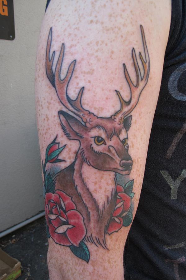 Deer và Rose Tattoo - 45 Inspiring Deer Tattoo Designs <3 <3