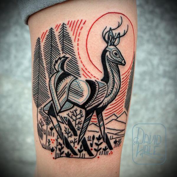  Minh họa phong cách Deer Tattoo trên đùi - 45 Inspiring Deer Tattoo Designs <3 <3