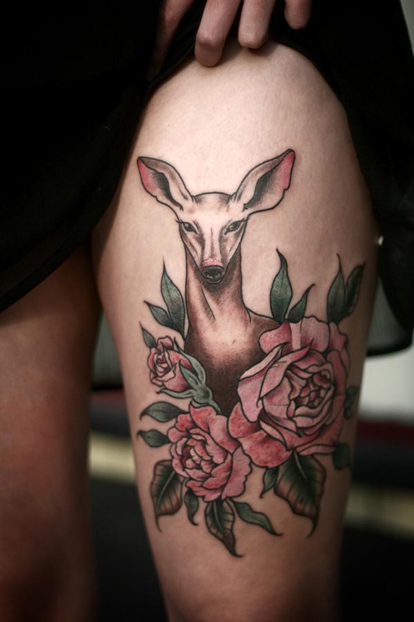 Dễ thương Deer và Flower Tattoo - 45 Inspiring Deer Tattoo Designs <3 <3