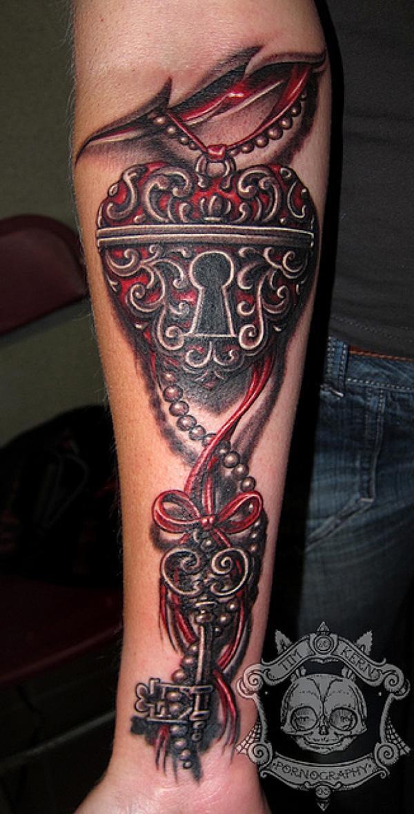 Skeleton Key Và tim Khóa Tattoo - 50 Inspiring Khóa và Key xăm <3 <3