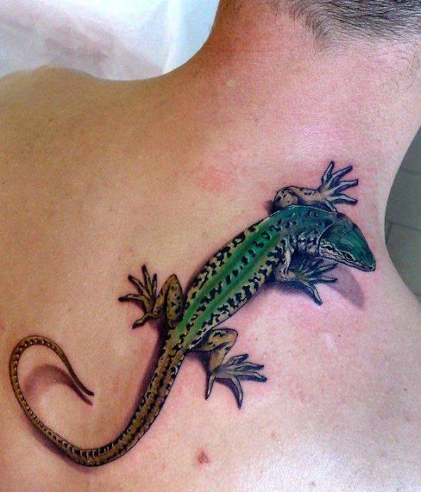 D-thực-xanh-thằn lằn-xăm-on-back - 30 + Incredible Lizard xăm với ý nghĩa <3 <3