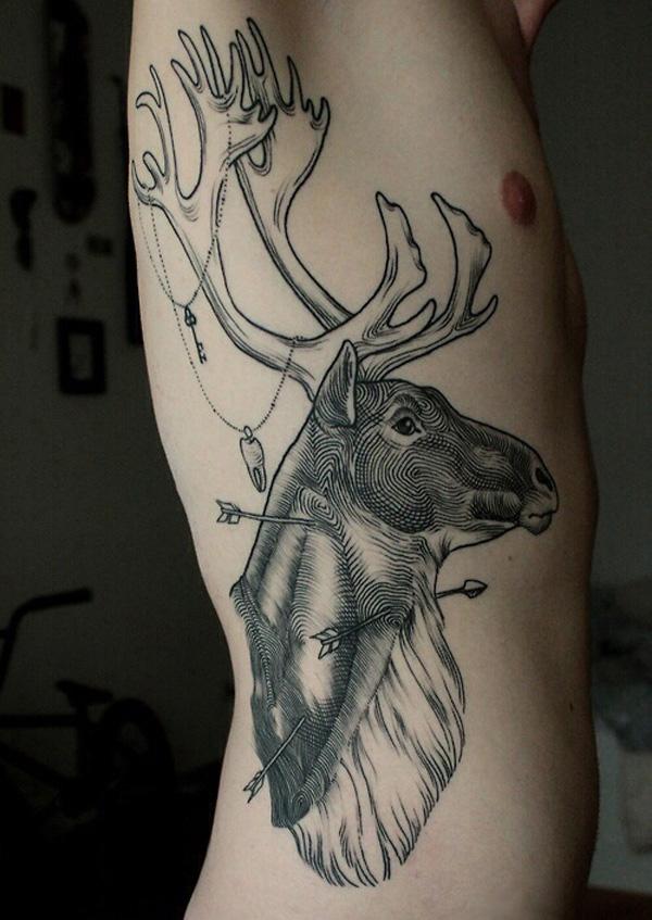 Deer Side Tattoo for Men - 45 Inspiring Deer Tattoo Designs <3 <3