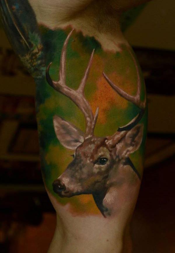 Màu 3D Deer Tattoo - 45 Inspiring Deer Tattoo Designs <3 <3