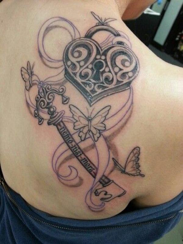 Khóa và hình xăm trên lưng trọng cho các cô gái - 50 Inspiring Khóa và Key xăm <3 <3