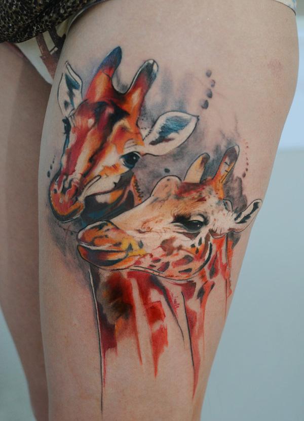 Watercolor xăm con hươu cao cổ - 45 Inspiring Deer Tattoo Designs <3 <3