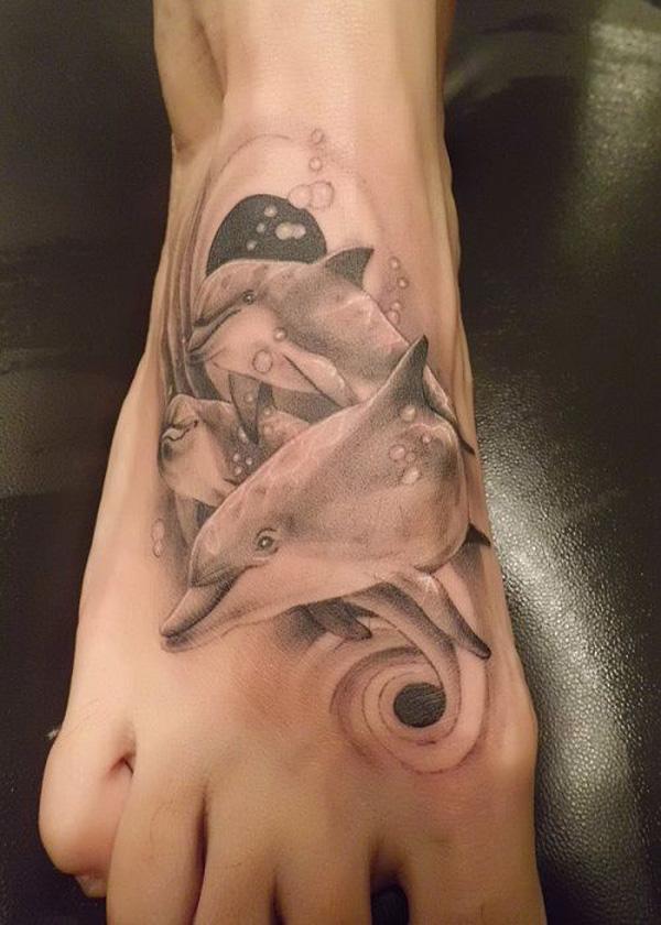 Dolphin Foot Tattoo - 40+ đáng yêu Dolphin xăm và ý nghĩa <3 <3