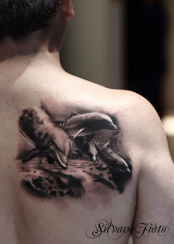 3D Dolphin Tattoo trên Trở lại - 40+ đáng yêu Dolphin xăm và ý nghĩa <3 <3