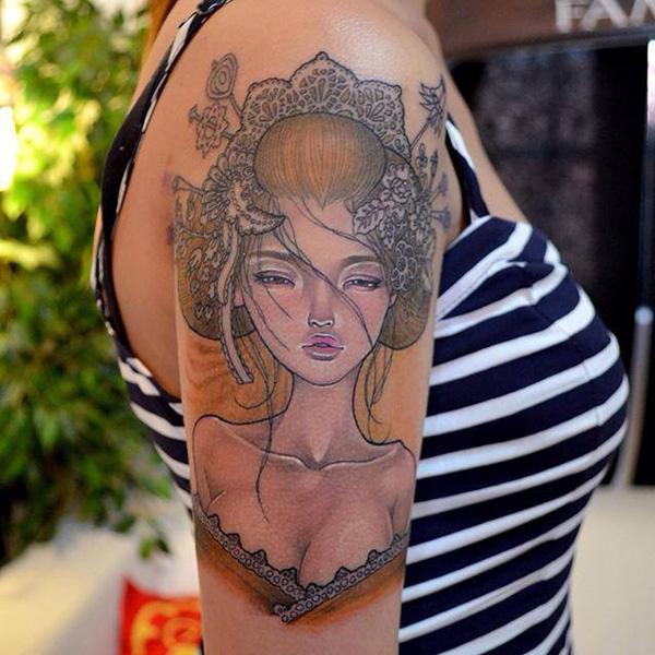 Geisha Tattoo - 50 + đẹp Geisha xăm <3 <3