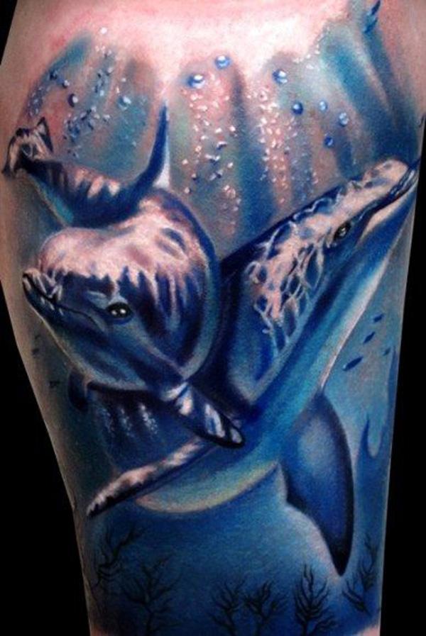 Realistic dưới nước cá heo và cá voi xăm - 40+ đáng yêu Dolphin xăm và ý nghĩa <3 <3