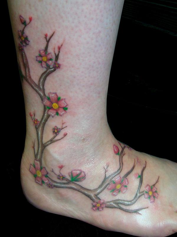 Cherry Blossoms Ankl Tattoo - 60+ Ankle xăm cho phụ nữ <3 <3