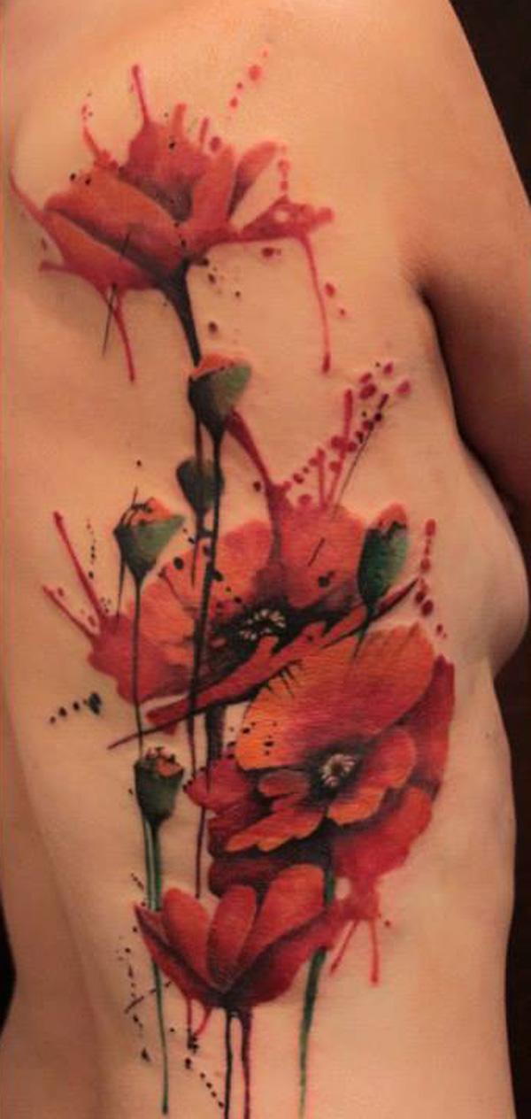 Watercolor Poppy Tattoo - 60 đẹp Poppy xăm <3 <3
