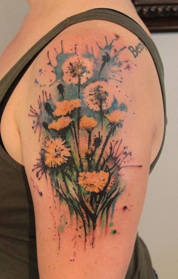 Watercolor Dandelion - 45 Dandelion Tattoo Designs Phụ nữ <3 <3