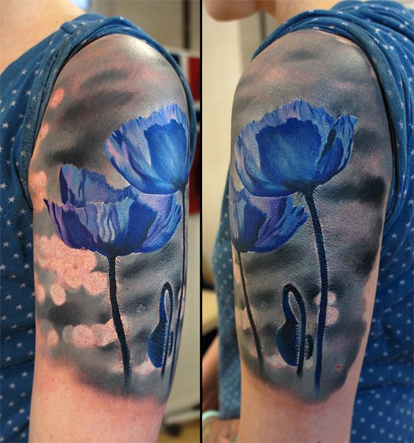 Màu xanh Poppies Tattoo - 60 đẹp Poppy xăm <3 <3
