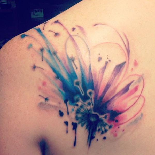 Watercolor Dandelion xăm - 45 Dandelion Tattoo Designs Phụ nữ <3 <3