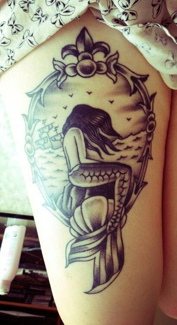 Mermaid-Tattoo đùi - 20 Đáng yêu Mermaid xăm <3 <3