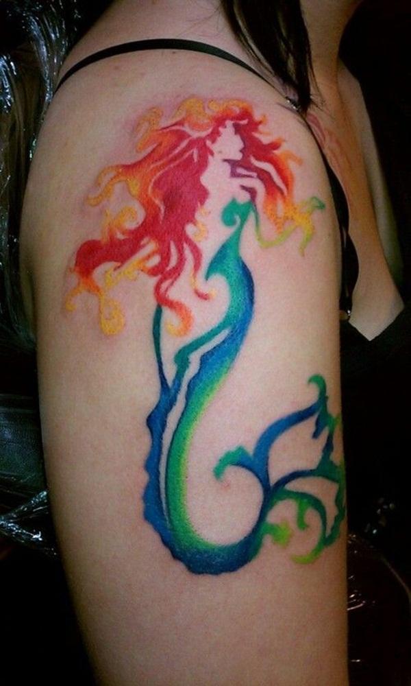 màu nước Mermaid-Tattoo - 20 Đáng yêu Mermaid xăm <3 <3