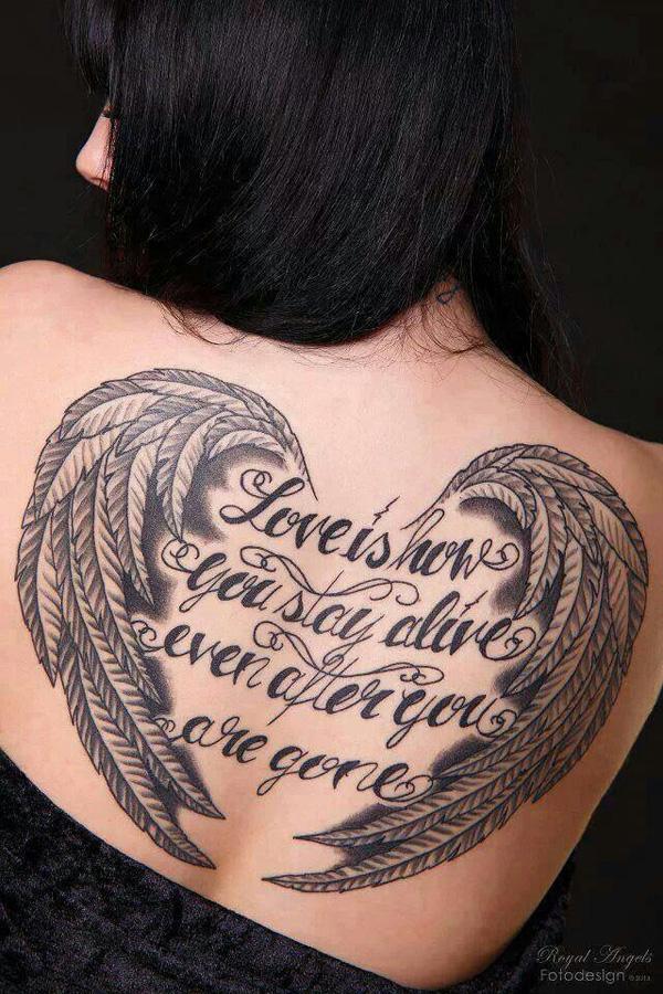 Người phụ nữ lại đôi cánh thiên thần hình xăm - 35 Ngoạn Wings Tattoo Designs <3 <3