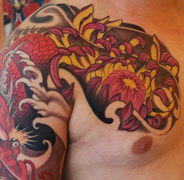 hoa cúc hình xăm Nhật Bản dành cho nam giới - 40 đẹp cúc Tattoo Ý tưởng <3 <3