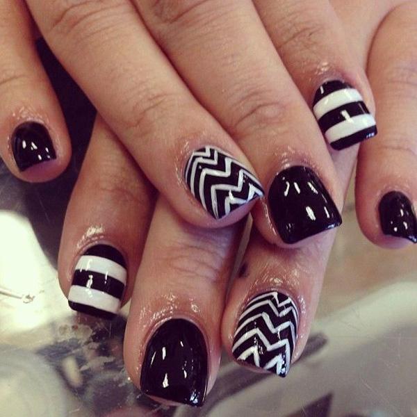 60 Examples of Black and White Nail Art  Art and Design