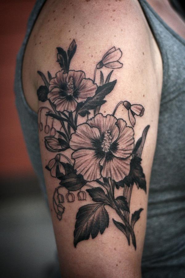 Hibiscus xăm bởi Alice Carrier - 40 Magnificent Hibiscus Flower Tattoos <3 <3